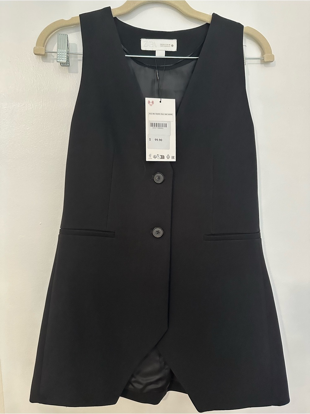 Zara Black Sleeveless Tailored Vest